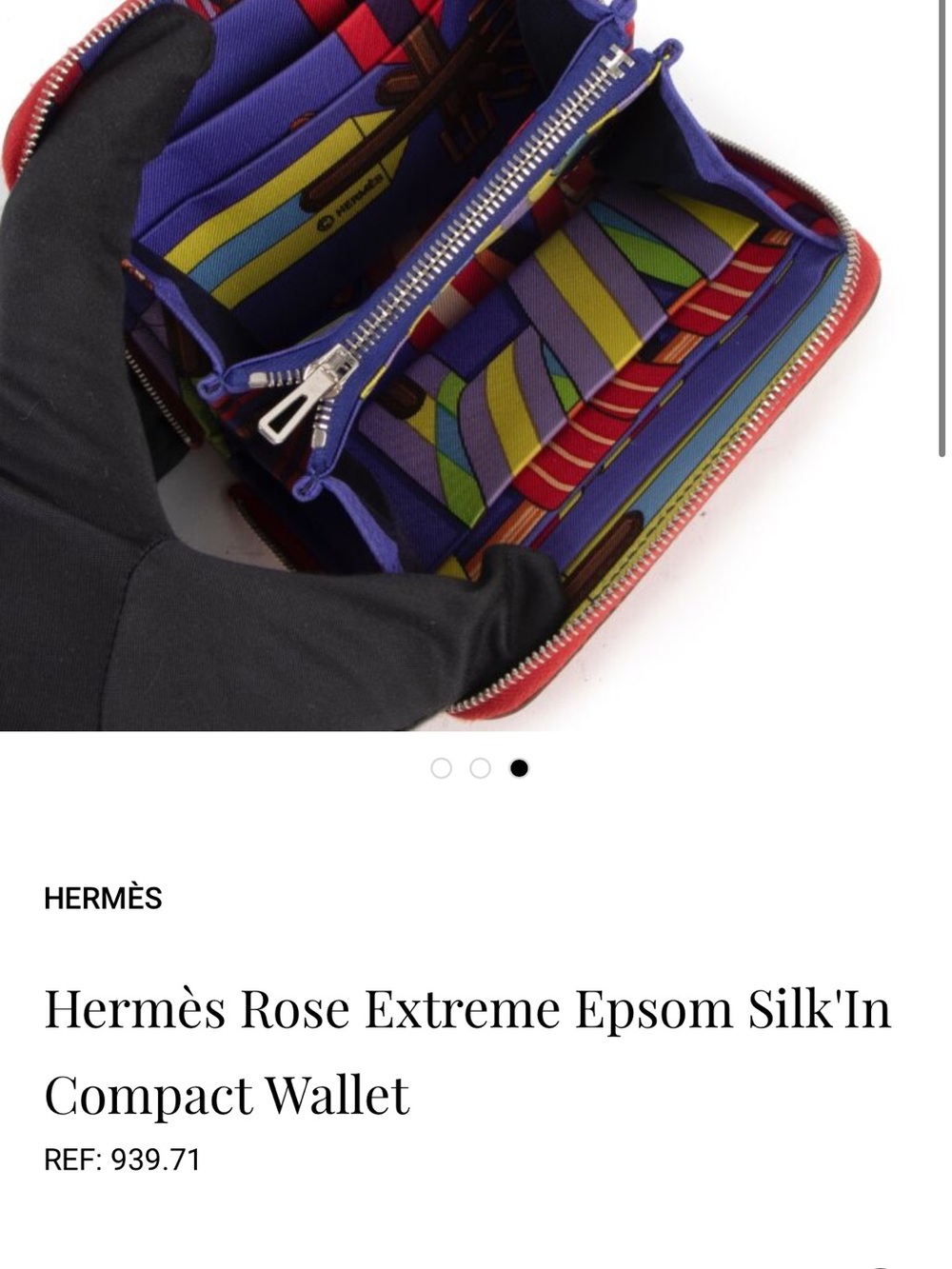 Hermes Little Red Wallet Colorful Print w/ Striped Leather Wallet - Picture 11 of 15